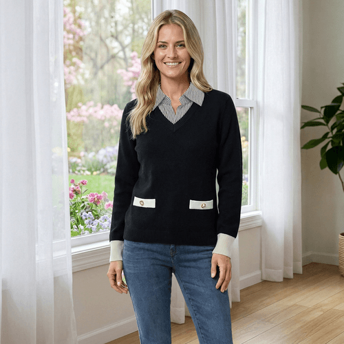 Womens Nanette Lepore Long Sleeve Two In One Sweater